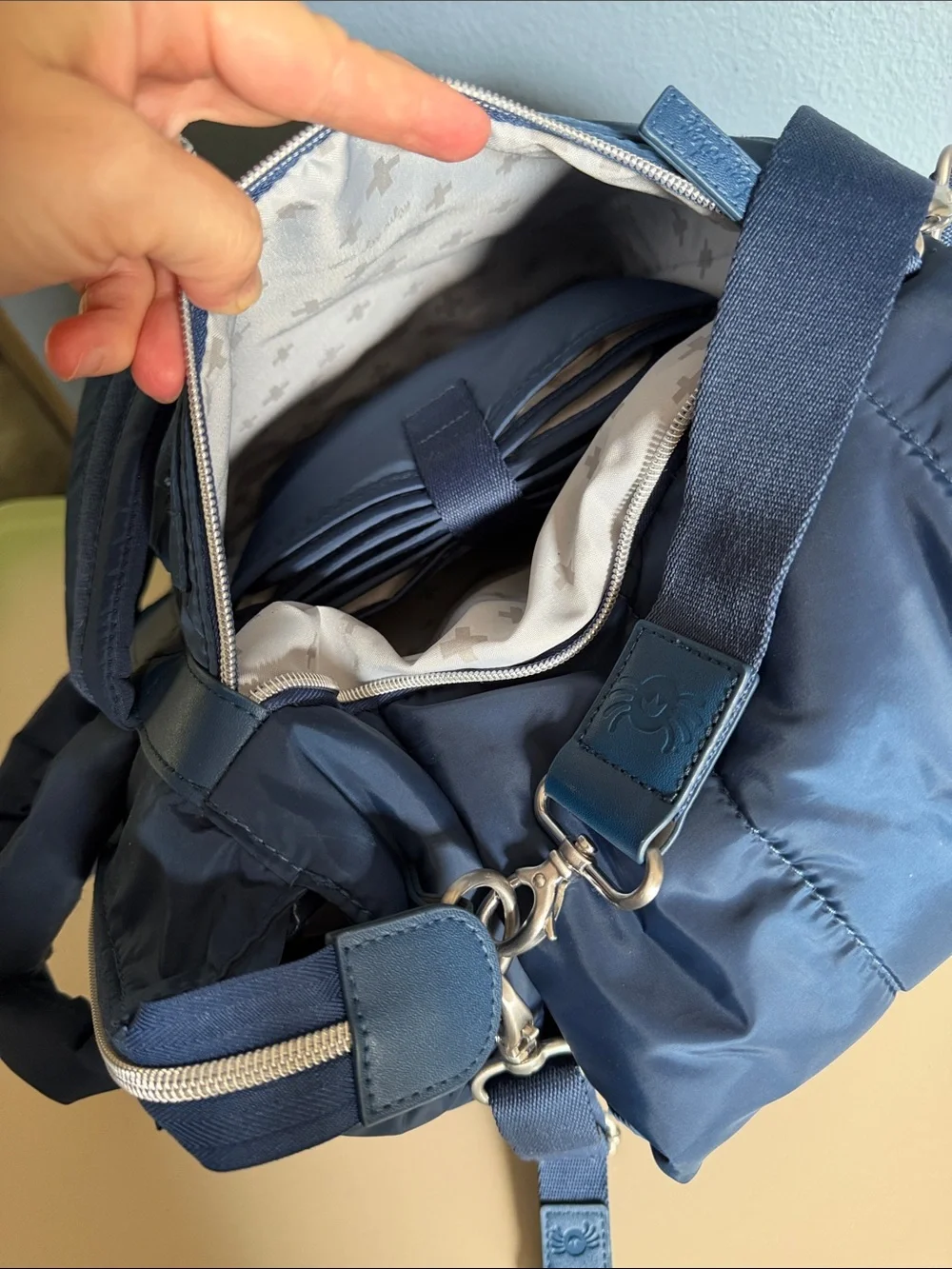 Itzy Ritzy Navy convertible Puffer Backpack diaper bag